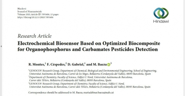New publication - Electrochemical Biosensor Based on Optimized Biocomposite for Organophosphorus and Carbamates Pesticides Detection