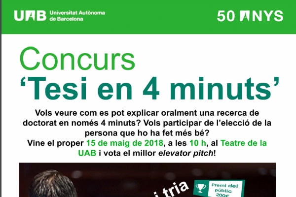 Gabriela Montiel selected for the competition &ldquo;Tesi en 4 minuts&rdquo; organised by UAB