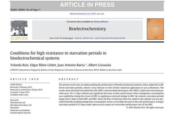 New Publication - Conditions for high resistance to starvation periods in bioelectrochemical systems